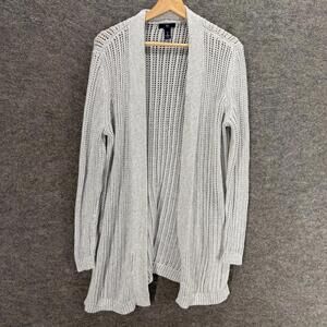 Gap Cardigan Women L Large Gray Open Front Long Sleeve Cotton Knit Casual